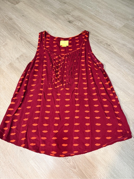 Maeve Tops - Anthropologie Maeve Lip Print Sleeveless Blouse Size 10 Flowy Tank